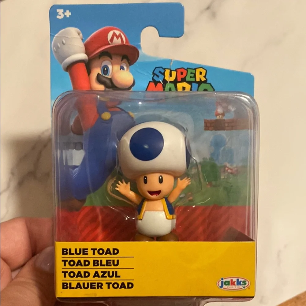Jakks Pacific Super Mario Blue Toad Action Figure Collectible Toy NEW